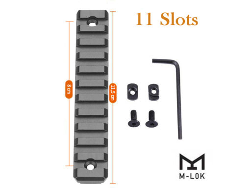 alt="TRILHO EM METAL 20 MM 11 SLOTS PADRÃO M-LOCK"