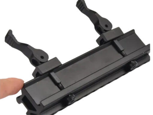 alt="ELEVADOR DUPLO DE TRILHO 20 MM 13 SLOTS COM BASE INCLINADA 45°"