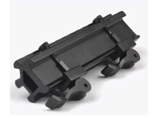 alt="ELEVADOR DUPLO DE TRILHO 20 MM 13 SLOTS COM BASE INCLINADA 45°"