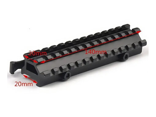 alt="ELEVADOR DUPLO DE TRILHO 20 MM 13 SLOTS COM BASE INCLINADA 45°"
