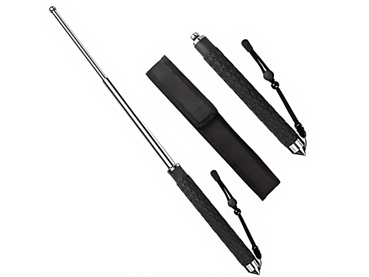 alt="BASTÃO RETRÁTIL P/ AUTO DEFESA EM AÇO CROMADO COM QUEBRA VIDRO"