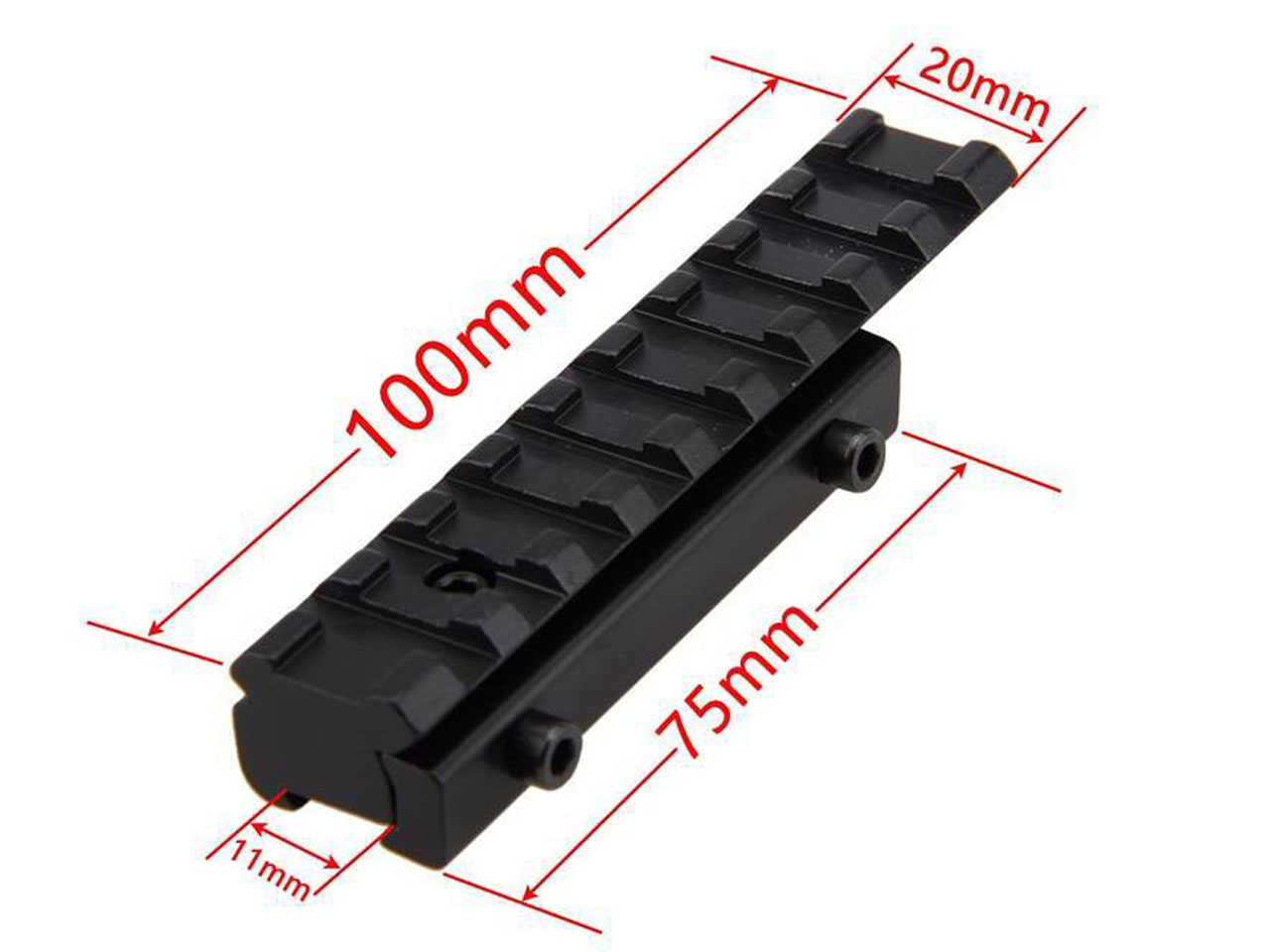 alt="ADAPTADOR / ELEVADOR DE TRILHO 11 MM PARA 22 MM - 9 SLOTS BAIXO"