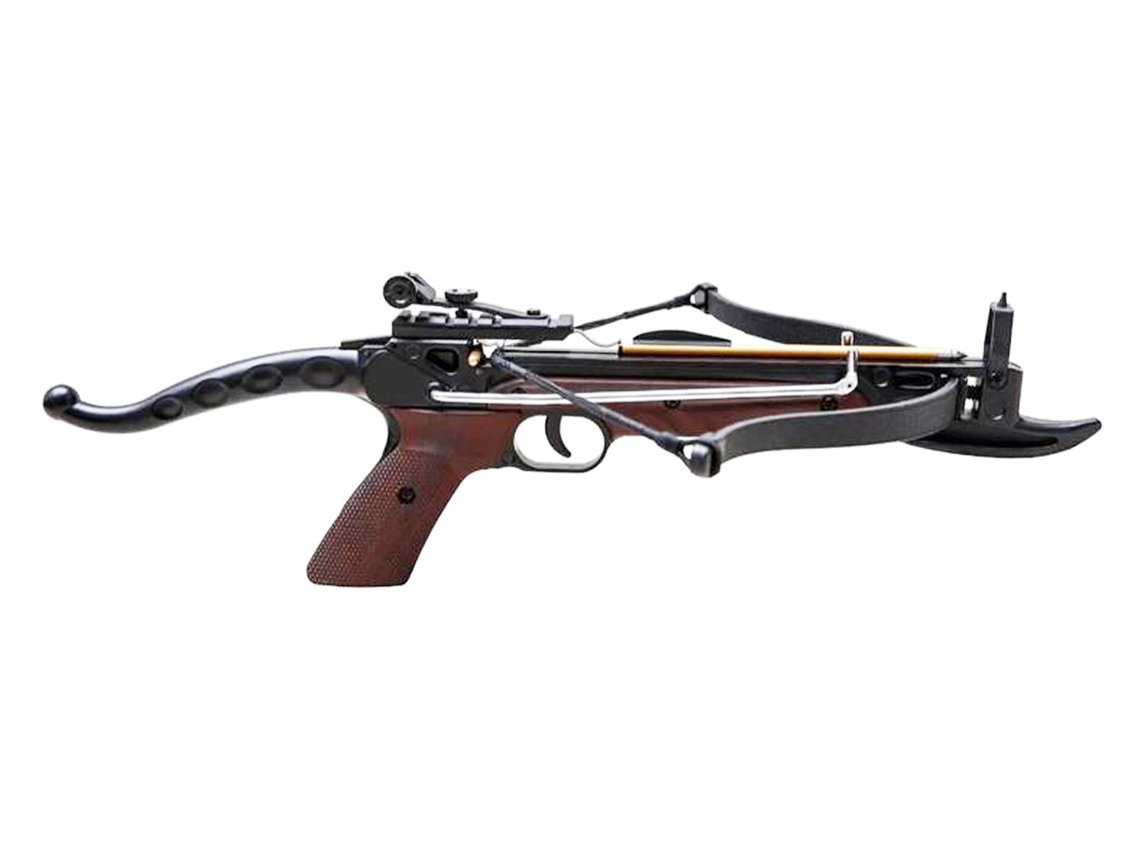 alt="Balestra recurva tipo pistola de alumínio, 80 Libras, Wood, Cobra - EK Archery"