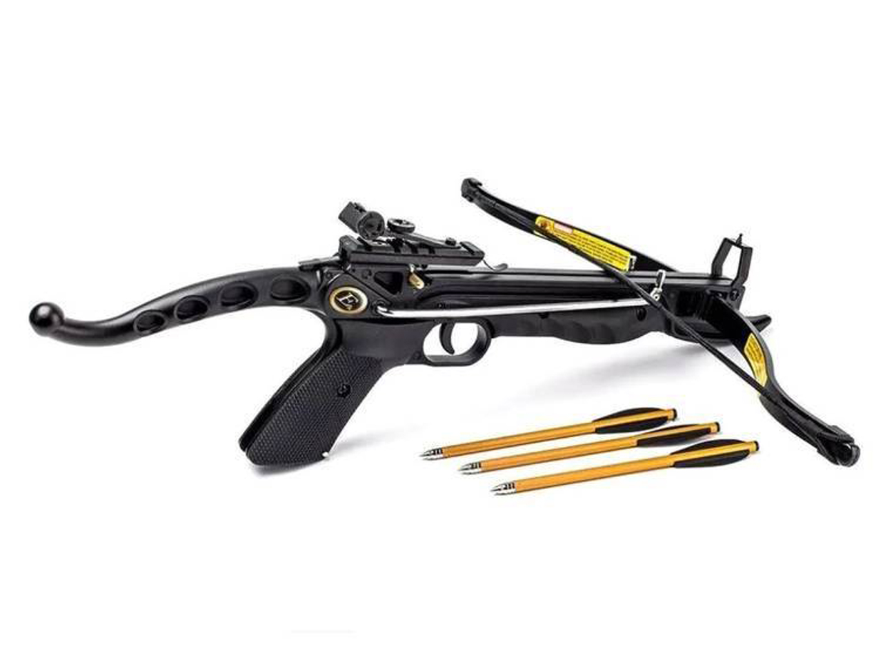 alt="Balestra recurva tipo pistola de alumínio, 80 Libras, Preta, Cobra - EK Archery"