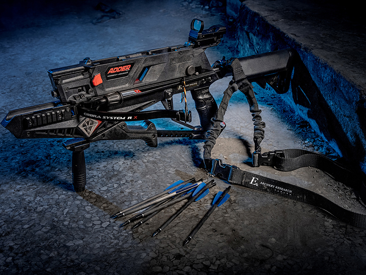 alt="Balestra recurva 130 Libras, Com carregador, Preta Cobra System RX ADDER - Ek Archery"